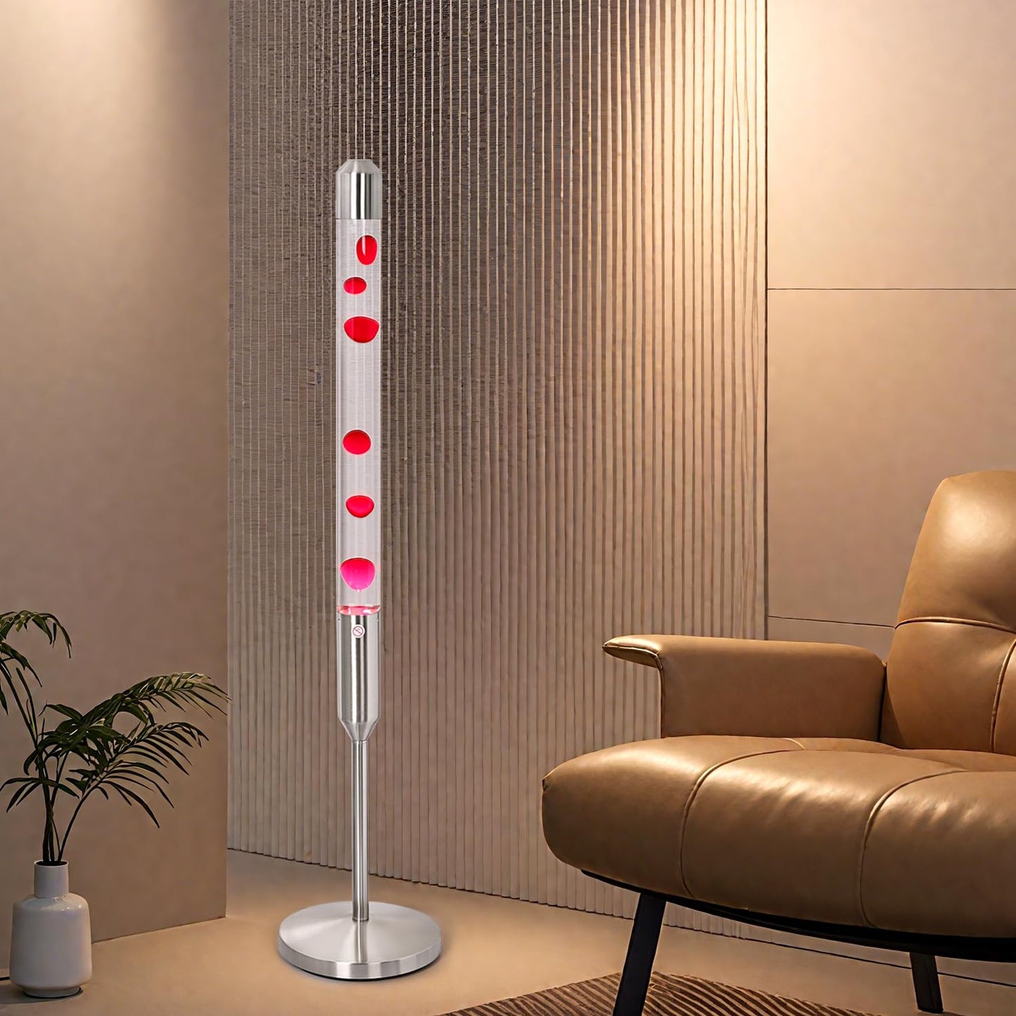 Kyzfy 47.5-Inch Liquid Motion Lamp,Magma Lamp, Mood Relaxation Light，Suitable for Home Decoration, Living Room, Office, Bedroom, café (47.5 inch Clear Water red Wax/Silver)