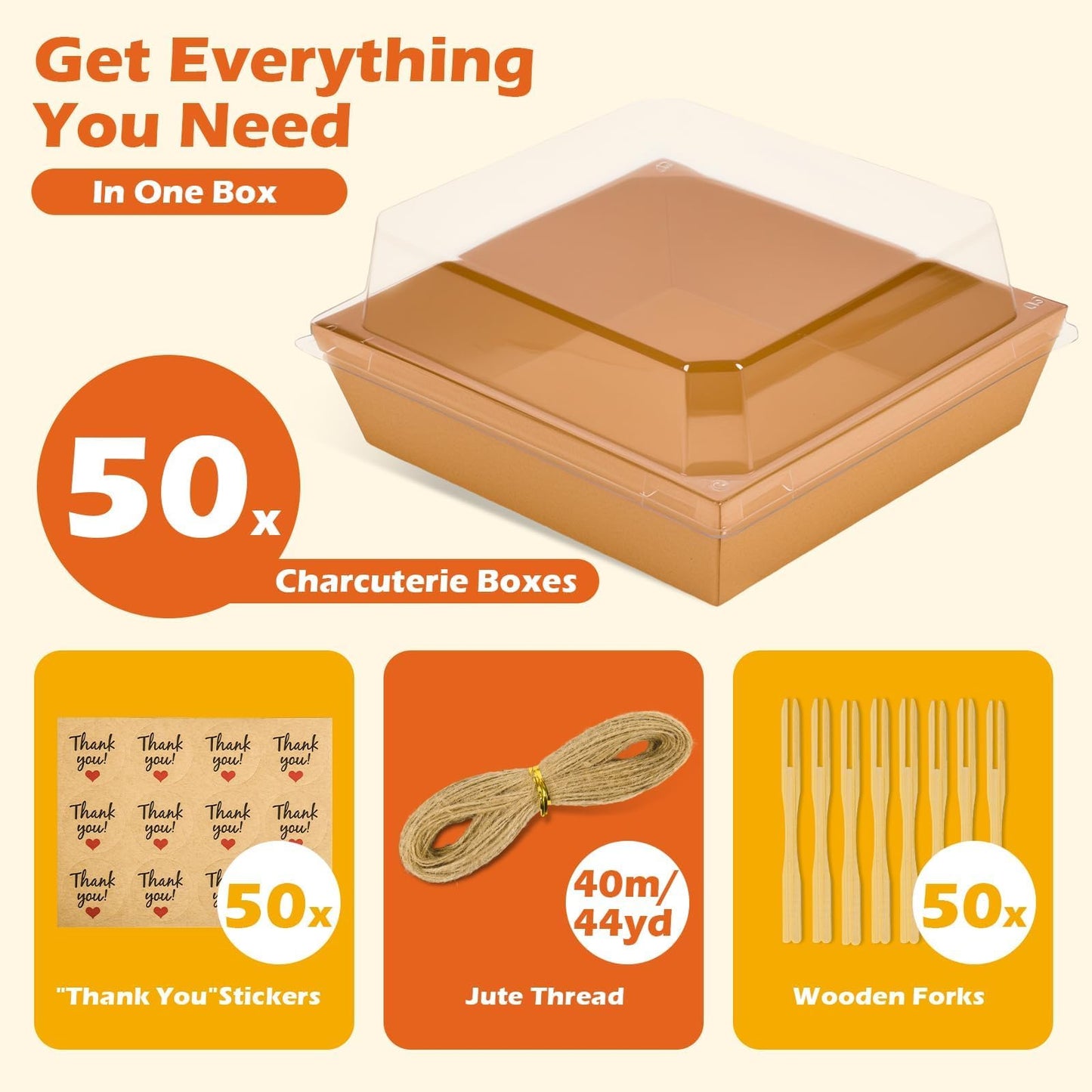 JPPSUJJ 50 Pack Charcuterie Boxes with Clear Lids, Paper Disposable To Go Small Food Containers, 5 Inch Dessert Boxes for Sandwich, Cookie, Cake Slice, Strawberries (Brown)