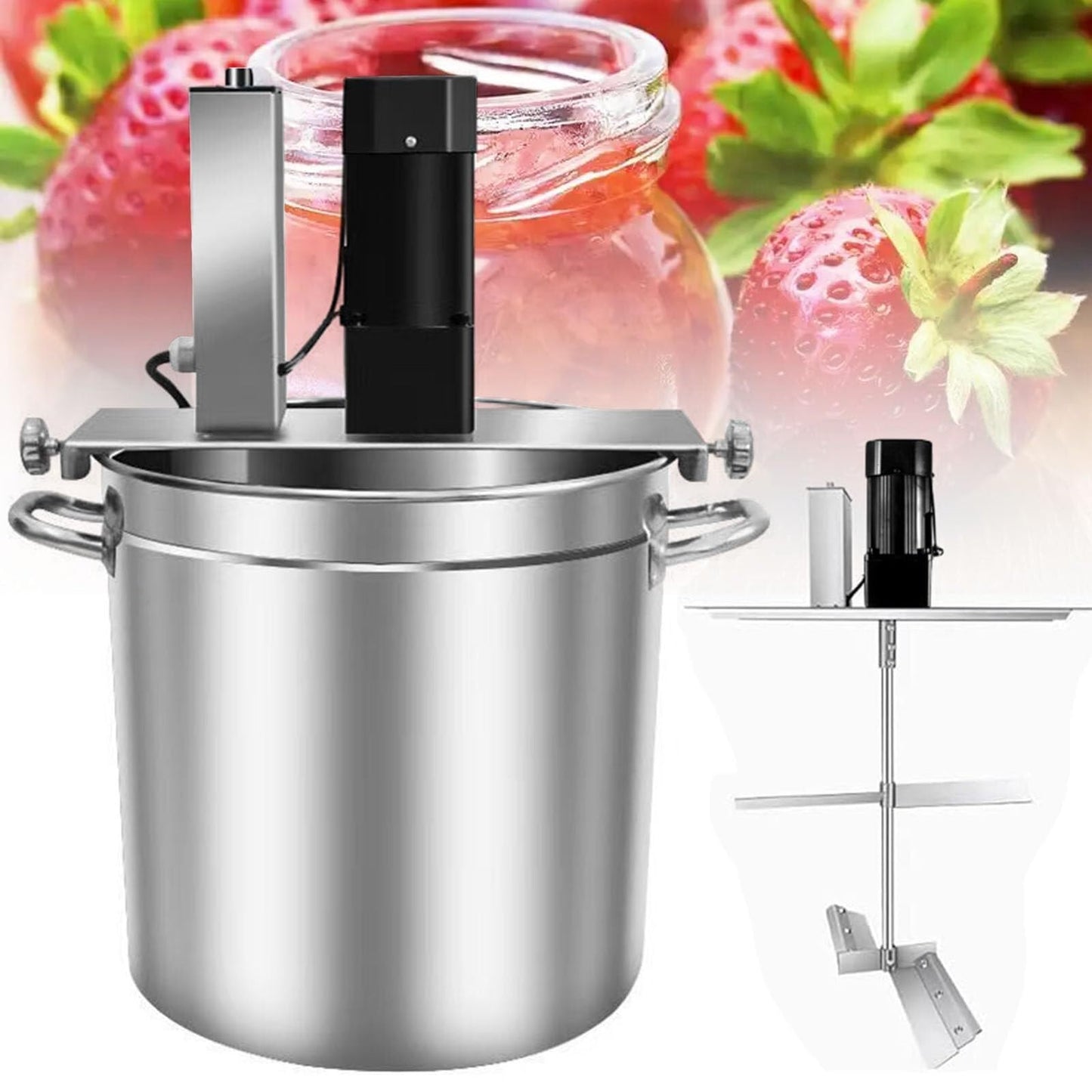 Automatic Food Mixer -Commercial Heating Mixer With 4 Blade Stirring Scraper,for Making Jam, Sauce, Filling, Hot Pot Seasoning Bottom Soup Stirre(15L)