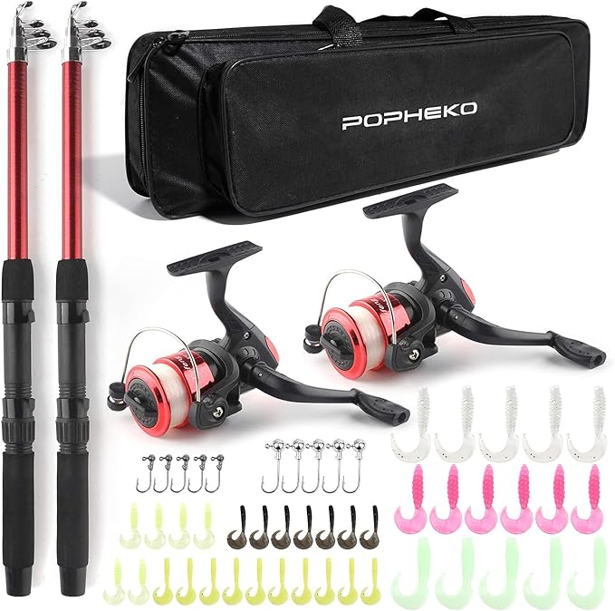 Telescopic Fishing Rod Reel Combo 2pcs 5.9FT/6.89FT Collapsible Fishing Pole Spinning Reel Lures Tackle Bag All-in-one Fis...