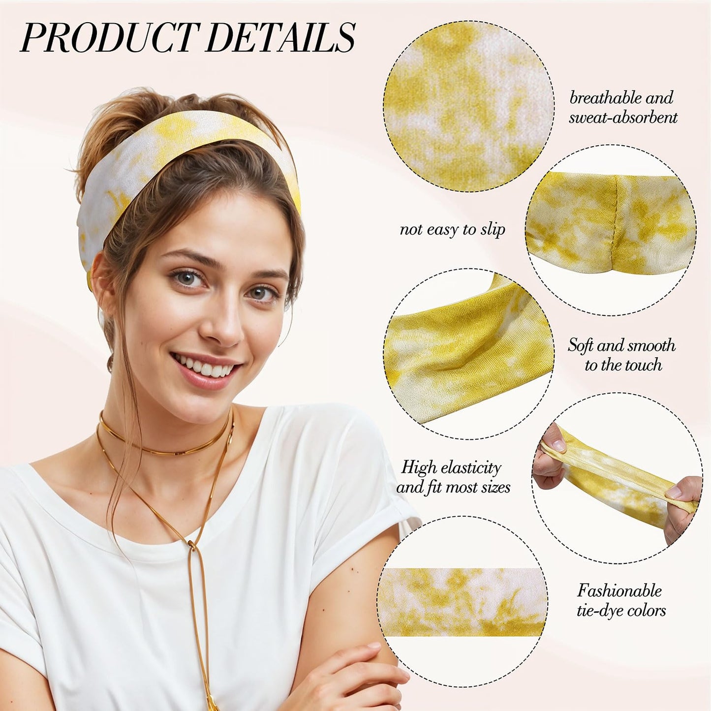 obeoby 8 Pack Headbands for Women, Tie Dye Hair Bands for Running Yoga Exercise Fashion Sweatbands
