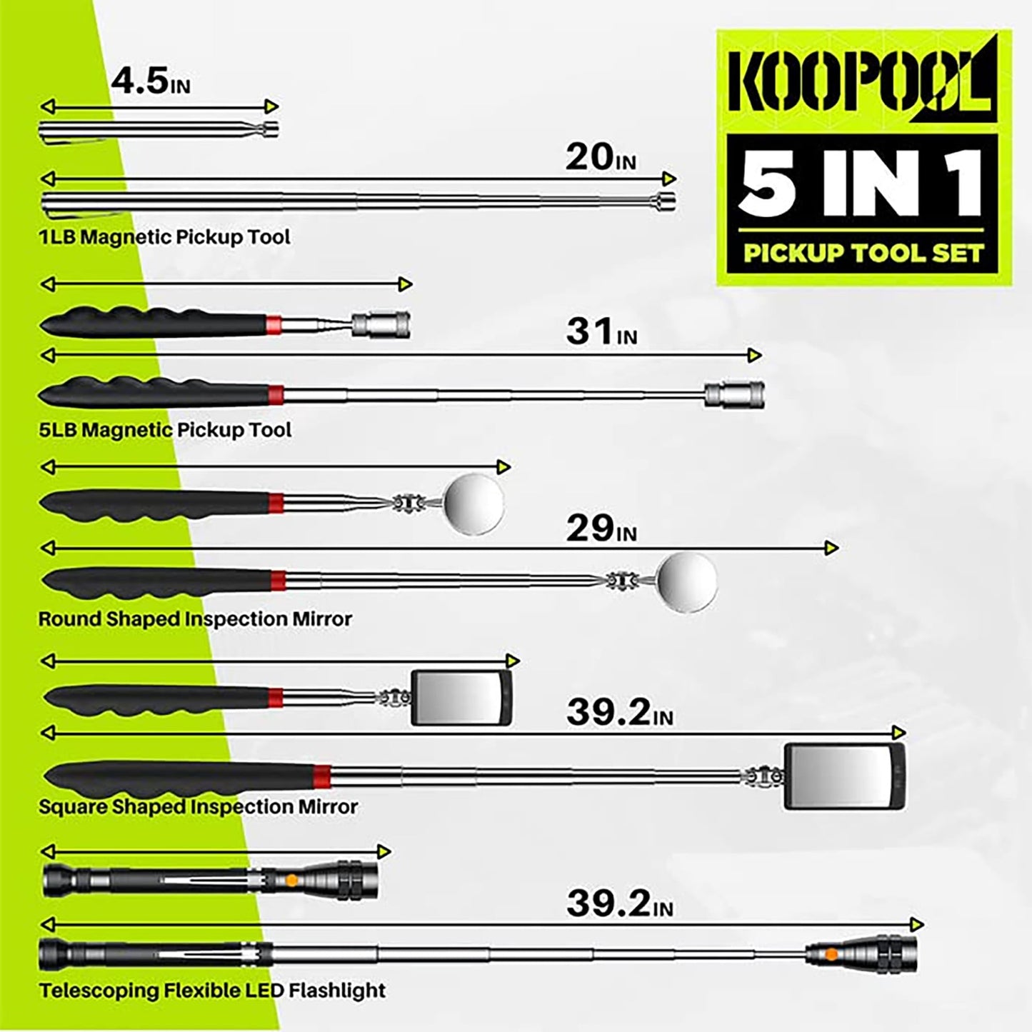 Telescoping Magnetic Pickup Tool Set, Inspection Mirror Telescoping, LED Flashlight, Cool Gadgets for Men, Valentine’s Day Gifts for Him, Husband, Boyfriend, Magnet Stick, Magnet Stick (Yellow)