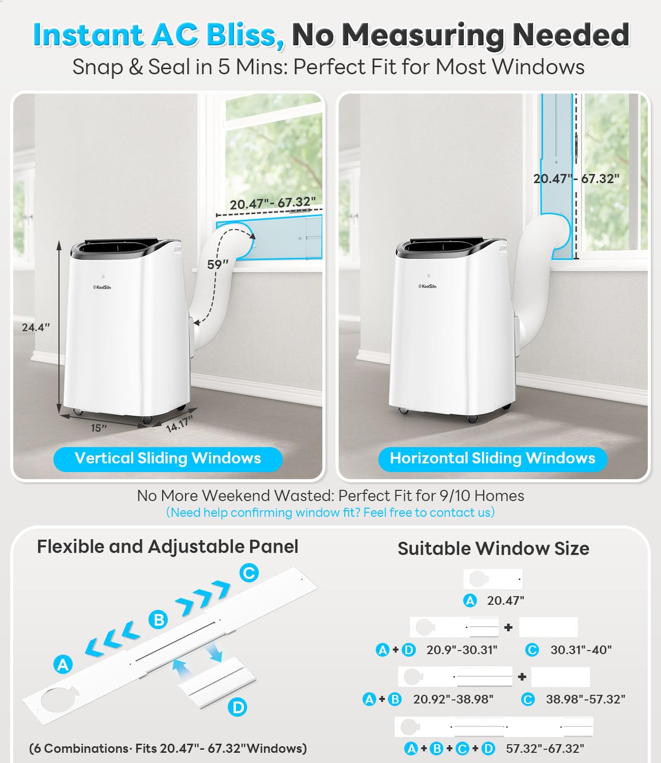 10,000 BTU Portable Air Conditioner Cools Up to 450 Sq.Ft, Auto-Evaporation Low Noise Portable AC Unit with Remote Control Fits for Large Room, Office, Garage, White