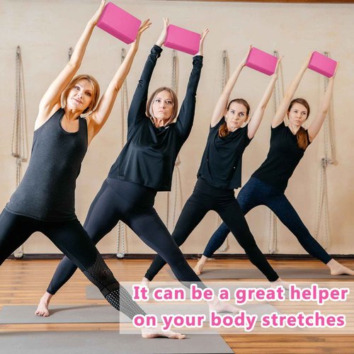 20 Pcs Yoga Blocks 9''x6''x3'' High Density EVA Foam Bricks Yoga Foam Exercise Blocks Improve Strength Balance and Flexibility, Light Weight and Non-Slip Surface for Pilates Meditation (Rose Red)