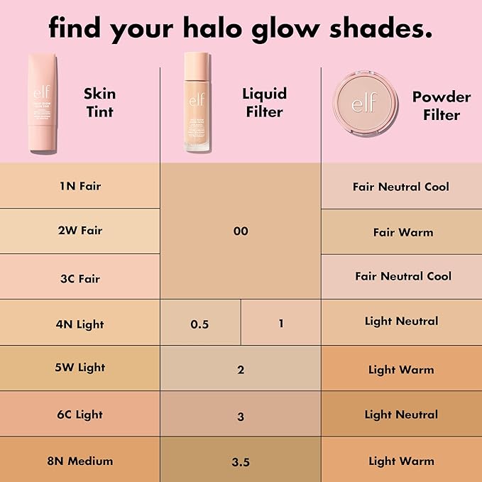 e.l.f. Halo Glow Liquid Filter, Complexion Booster For A Glowing, Soft-Focus Look, Infused With Hyaluronic Acid, Vegan & Cruelty-Free, 0 Fair