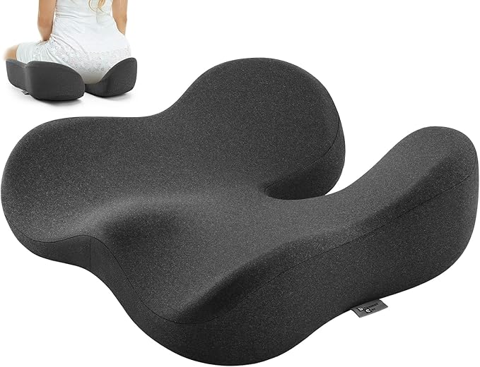 Seat Cushion for Tailbone & Sciatica Pain Relief - Plush Yet Supportive Ergonomic Memory Foam Chair Cushions for Office Ch...
