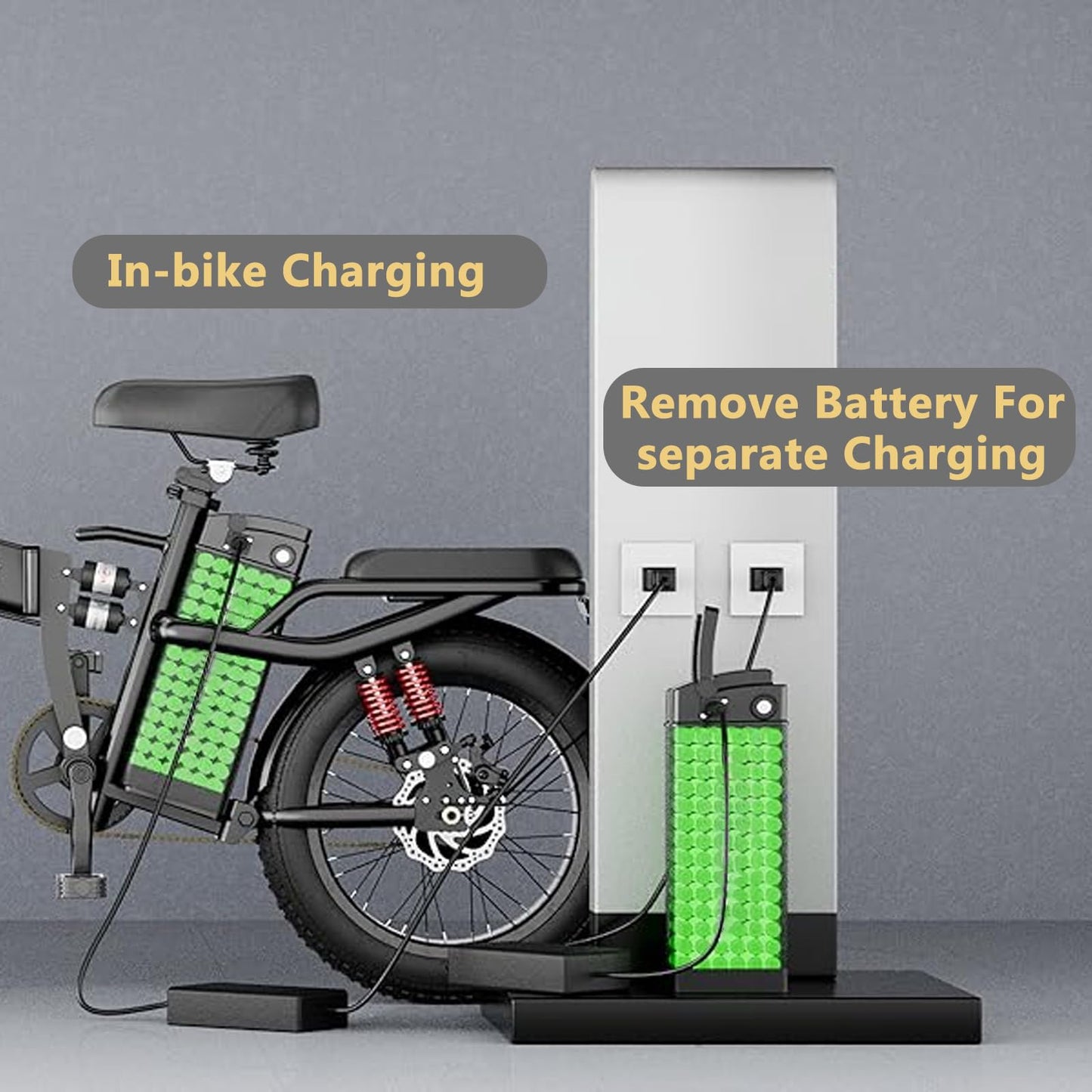 Cefito 48V 20Ah 13Ah Ebike Lithium Battery 48 Volt Folding Ebike Replacement Battery with 2A Fast Charger for 100W 250W 350W 500W 700W 1000W Folding Electric Bike Motors(48V 20Ah)