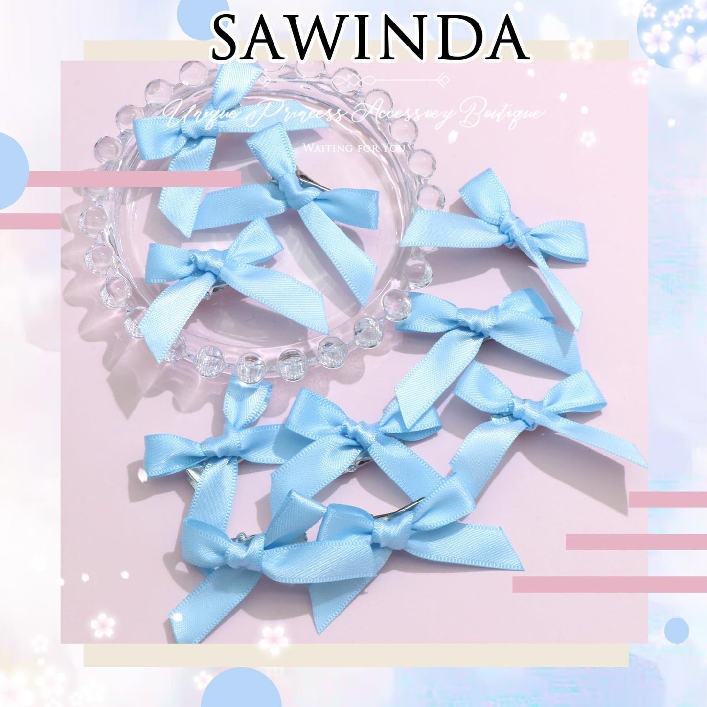SAWINDA 20PCS Pink Hair Bows Ribbon Alligator Hair Ribbon Hair Barrettes for Teens Small Claw Clips for Thick Thin Hair Cute Hai