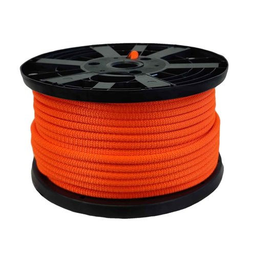 3/8 inch Neon Orange Dacron Polyester Rope - 250 Foot Spool | Solid Braid - Industrial Grade - High UV and Abrasion Resistance - Low Stretch