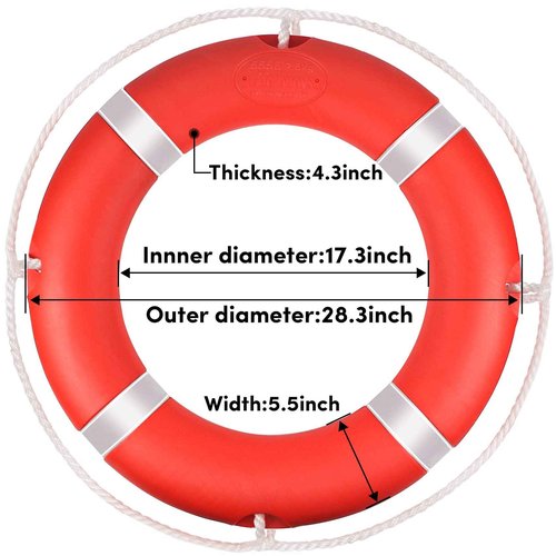 Life Ring, 28" Boat Safety Throw Rings, Life Preserver Ring with 98.5 FT Floating Rescue Rope