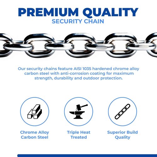DocksLocks 8mm Security Chain Lock Set (3', 6' or 10') Heavy Duty, Cinch Style, Weatherproof, Hardened Carbon Steel, Includes Compact U-Lock 6ft