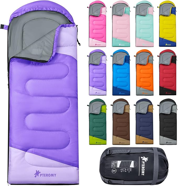 PTEROMY Sleeping Bags for Adults, Lightweight and Machine Washable, Water Resistant Backpacking Camping Sleeping Bag for W...
