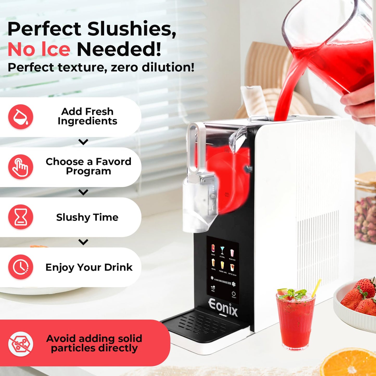 Slushie Machine No Ice Needed,64OZ Slushy Machine for Home with Auto-Clean Function,Commercial Frozen Drink Maker,6 Pre-Set Programs,LED Display,Frozen Margaritas,Frappés,Milkshake ﻿