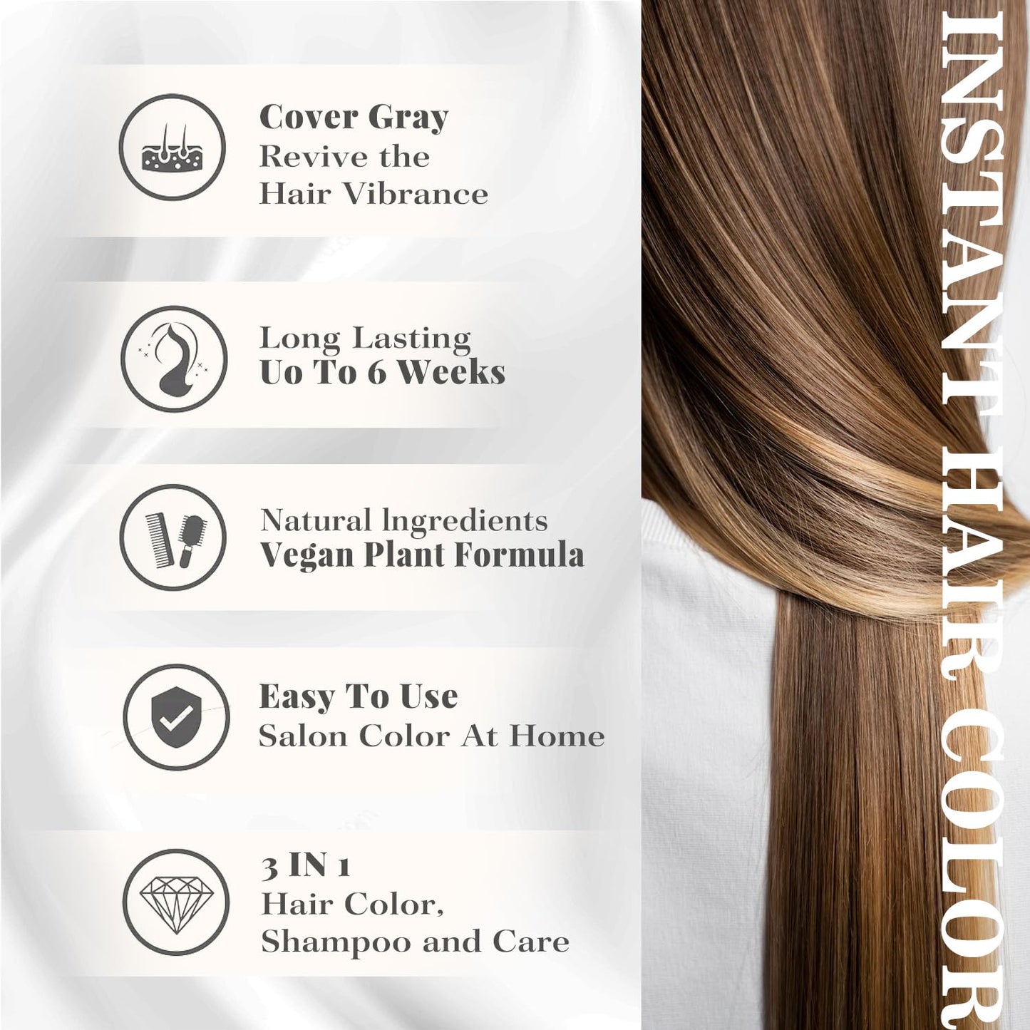 Joyful Young Natural Hair Dye Shampoo 3 IN 1, Gray Hair Coverage, Vegan, Ammonia-Free & Paraben-Free Hair Coloring Shampoo for W