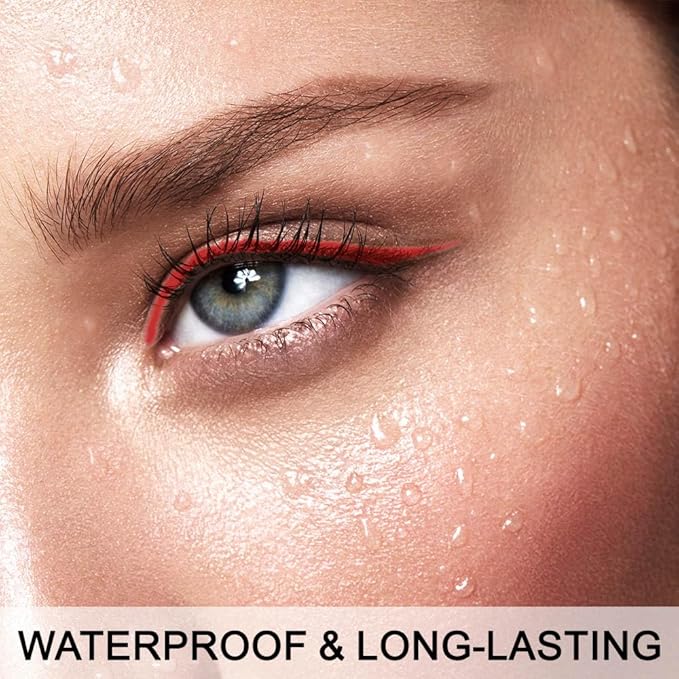 Kaely Red Waterline Pencil Eyeliner, Sharpenable Multi-Use Gel Eyeliner Pencil, Eye Liner Waterproof Smudge proof, Smooth Eye Makeup Liners, delineador de ojos contra el agua, 10