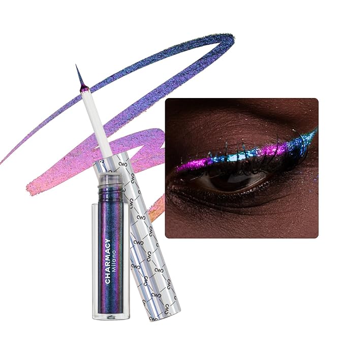CHARMACY Chameleon Glitter Liquid Eyeliner, Metallic Shade Color Shift Eye Liner, Highly Pigmented, 24H Long-Lasting, Wate...