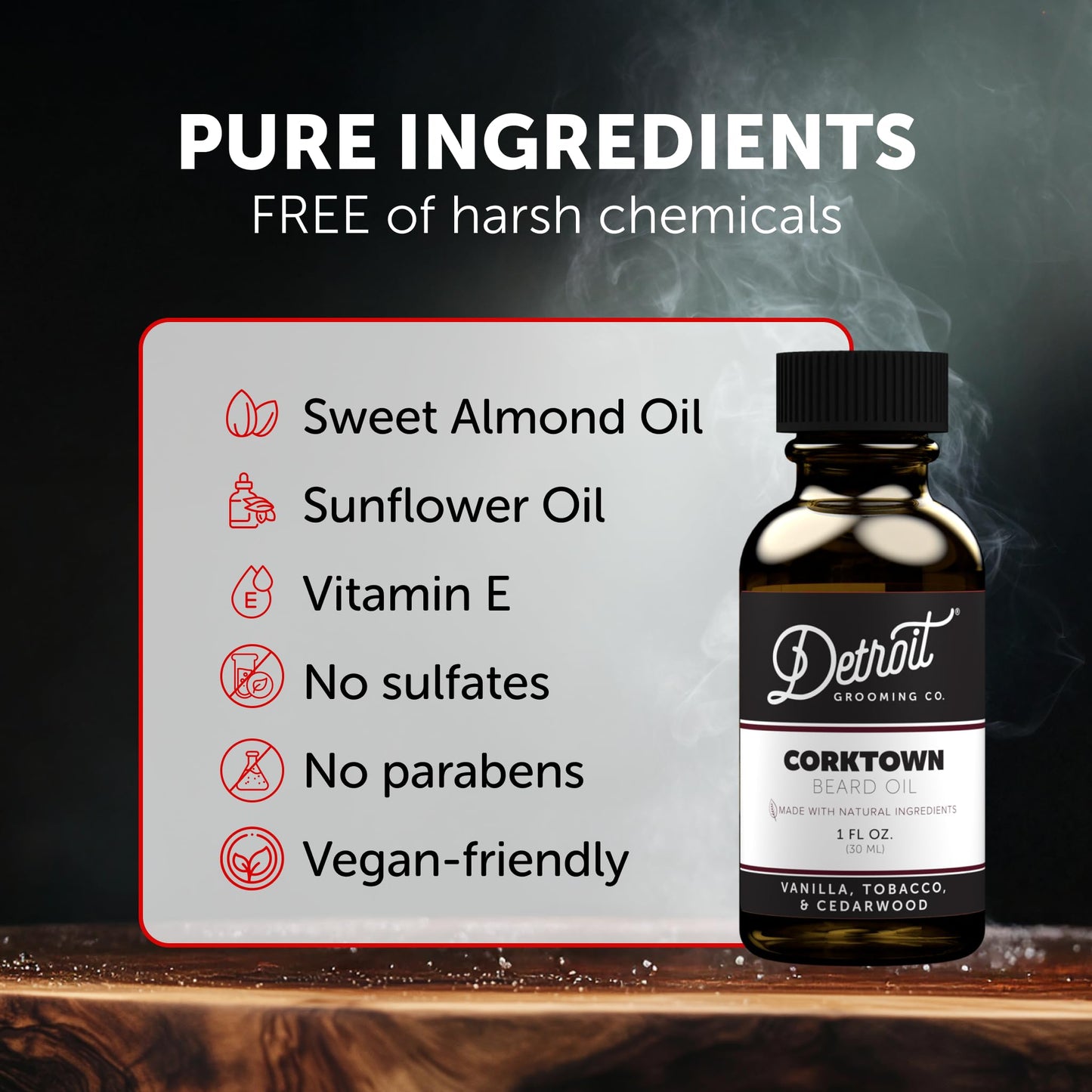Detroit Grooming Beard Oil | Hydrating & Nourishing Formula with Vitamin E  Corktown Scent (1 oz)