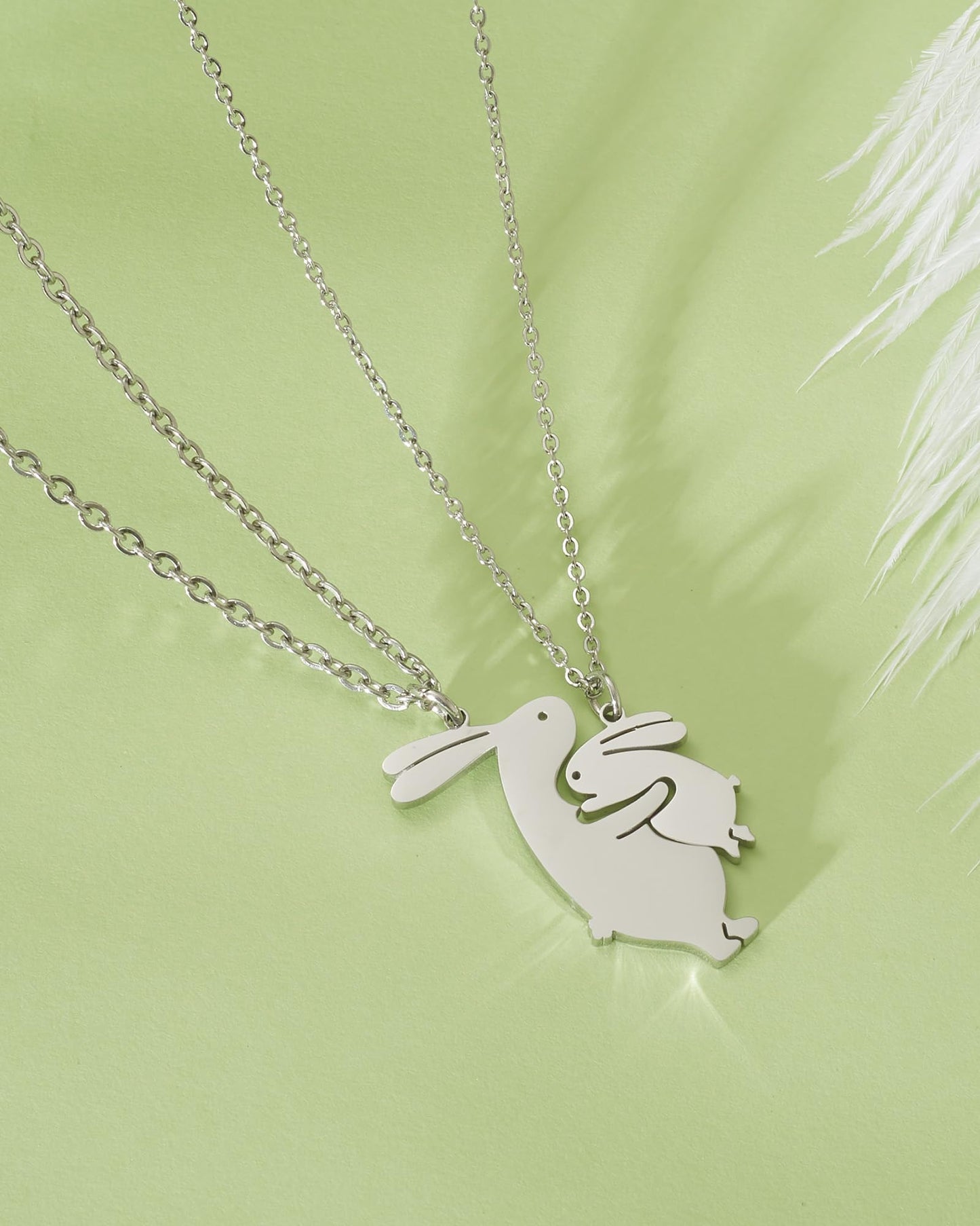 HOFOYA Rabbit Matching Mom and Daughter Necklace 2 - Grandma and Teen Granddaughter Necklace Set 2 Cute Cartoon Bunny Family Lov