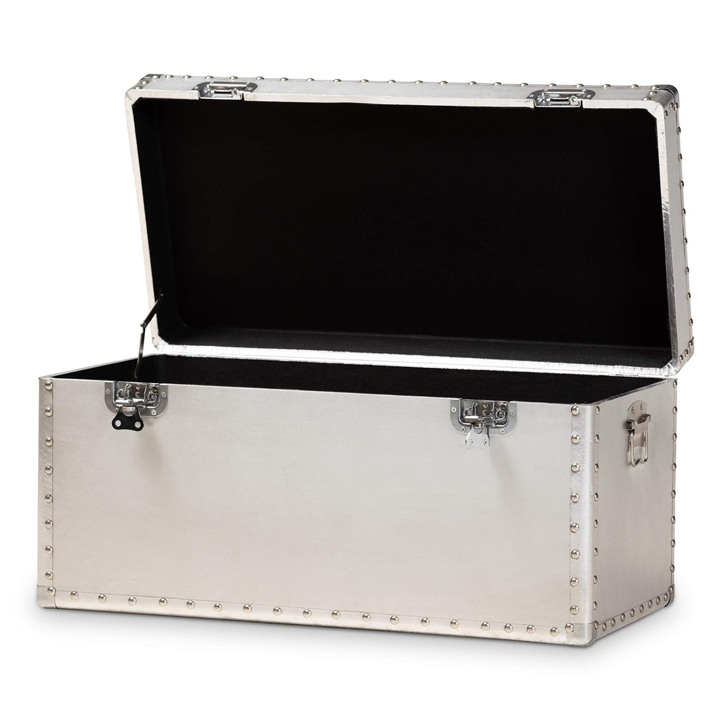 Misc French Industrial Silver Metal Storage Trunk Aluminum