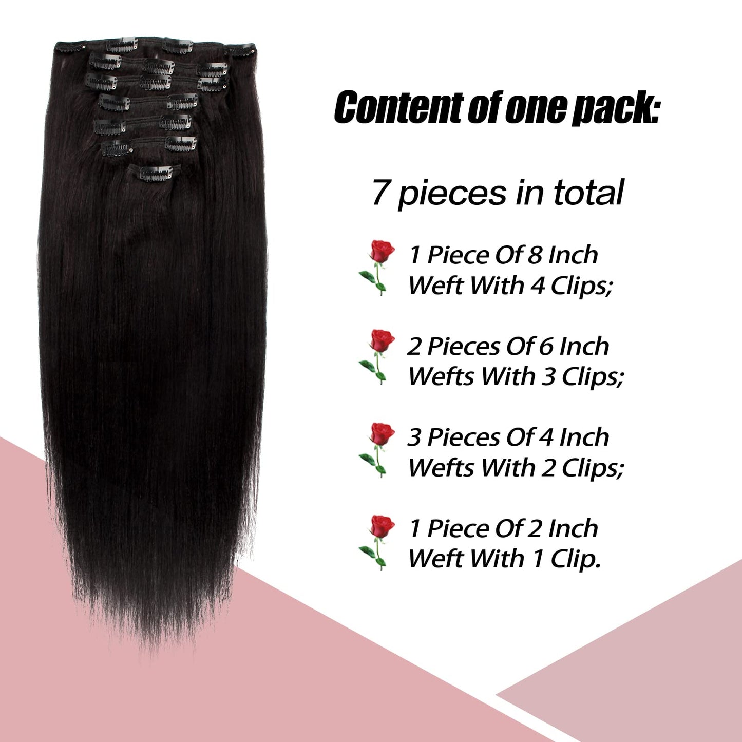 SixStarHair Yaki Straight Clip In Hair Extensions Real Human Hair 14inch Coarese Yaki Hair Extensions with Clips 120g 7 Pieces T