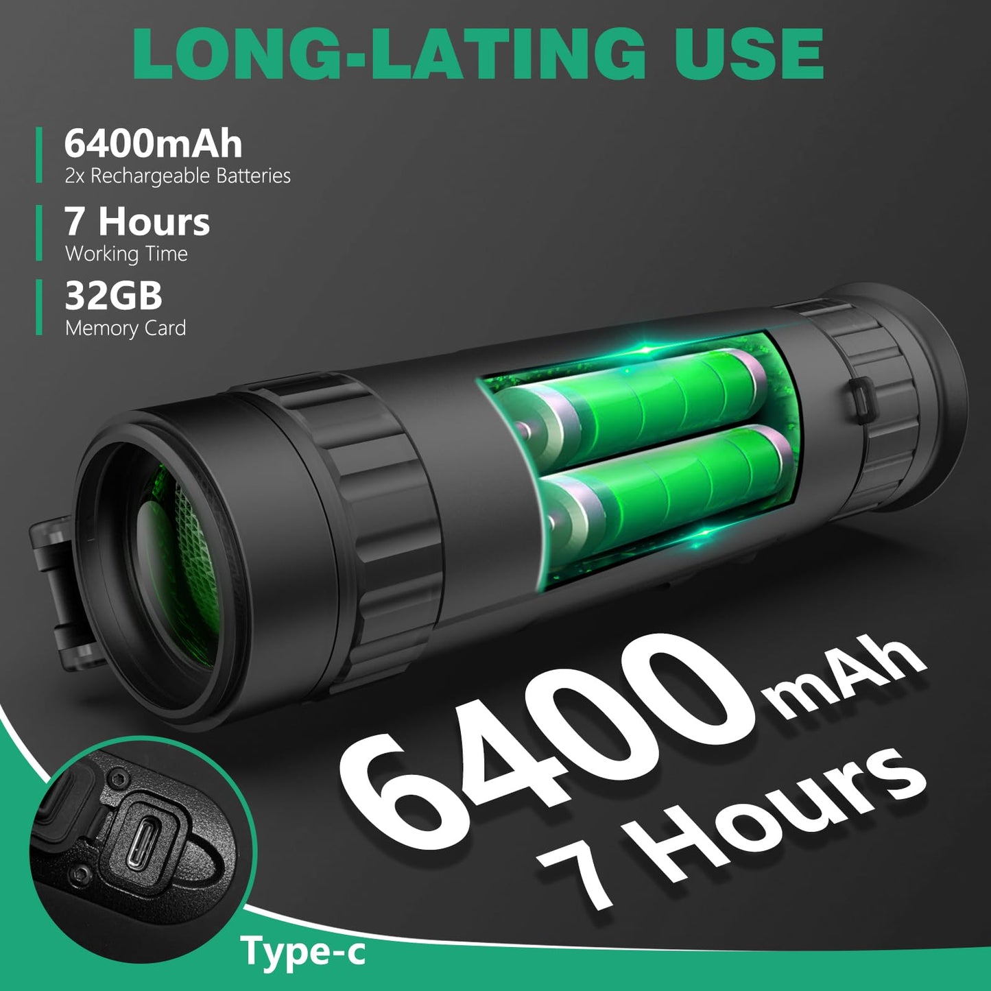 Night Vision Monocular 25mm 384x288 (50 Hz) Thermal Imaging Monoculars, 4X Digital Zoom, Detection 3620yd, 5 Mode, 7H+, No-Shutter Tech WiFi Heat Vision Infrared Imager for Hunting Camping