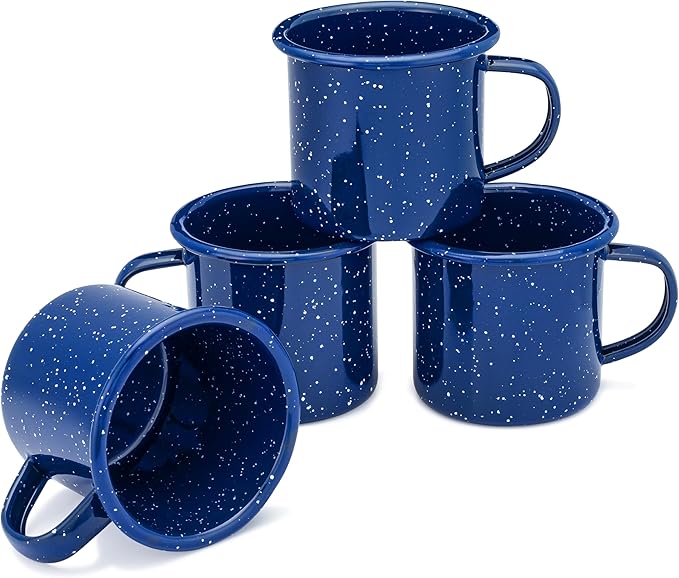 COLETTI Classic Camping Mugs — Enamel Coffee Mug, Camping Coffee Mugs — Premium Nostalgic Mug Set, German Imported Enamel ...