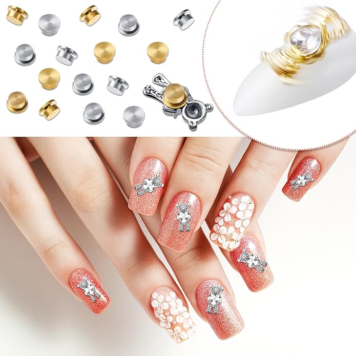 Leelosp 30 Pieces Spinning Nail Charms Nail Art Rotating Charm Bearing Art Tool Rings Jewelry Rotating Tools 3D for Women Girls Crafting Jewelry Accessories