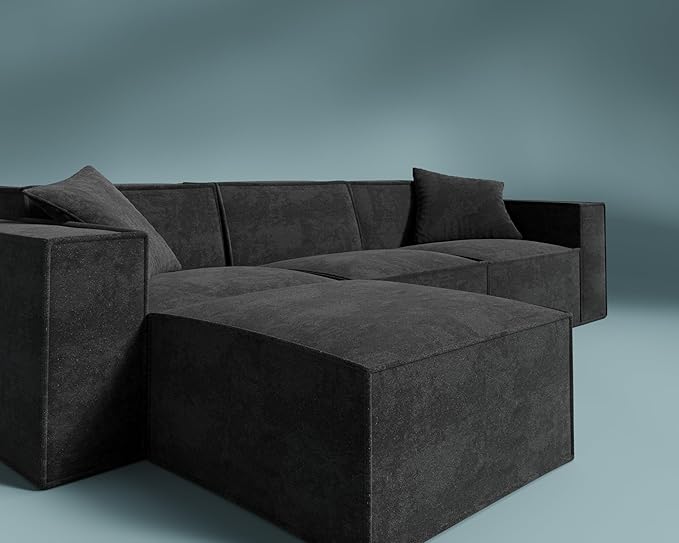 ROVE LAB M1 Modular Sectional Sofa with Ottoman, Sofa in a Box, PetFriendly Modular Couch, Spill-Resistant,Sustainable, Stylish, Modern Sectional Couch for Living Room with SmartFoam Comfort