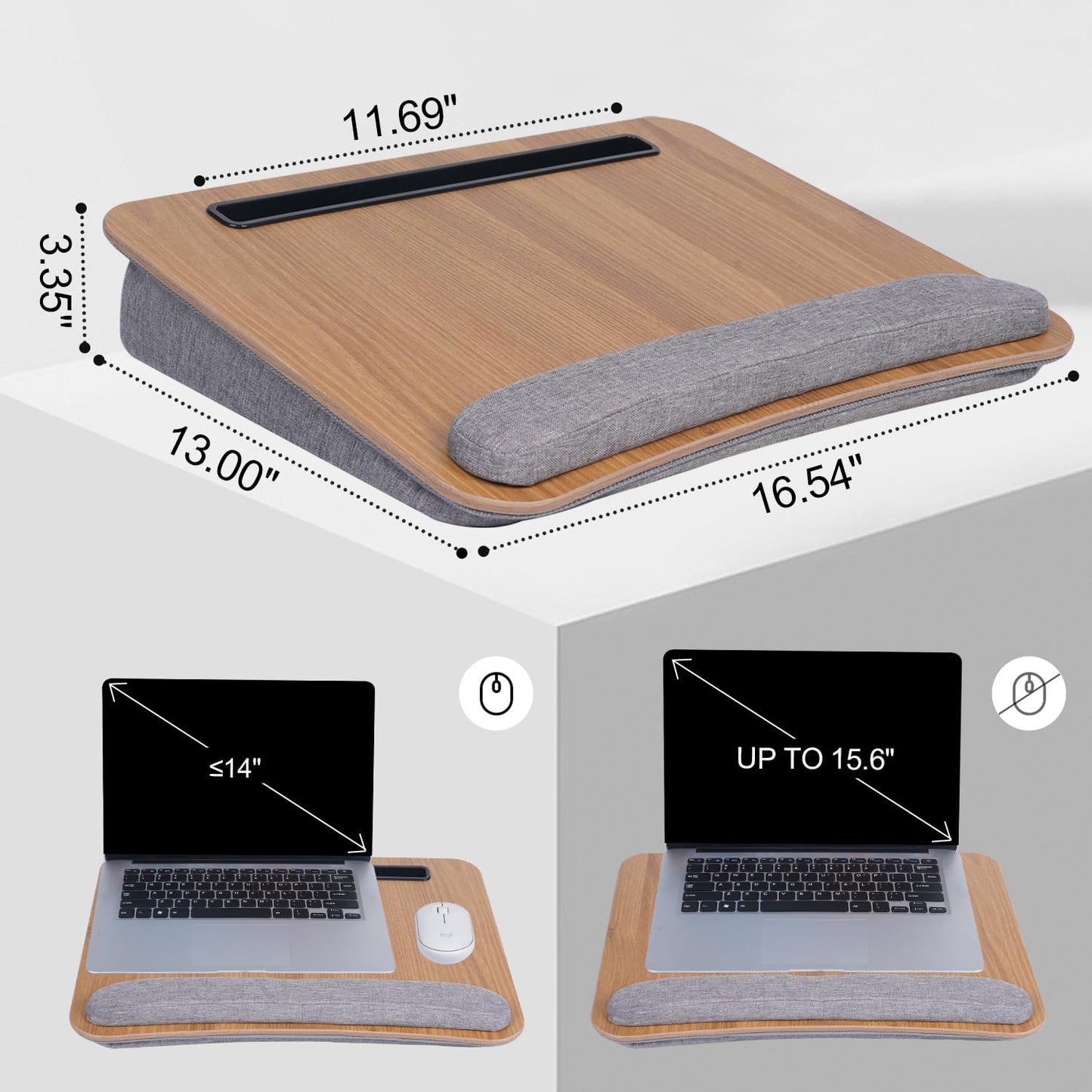 NAVASIF Portable Lap Desk for Laptop with Cushions, Work from Home Solution, Lightweight, Fits up to 15.6 inches Laptop, iPad Tablet and Phone Holder (Medium Size)