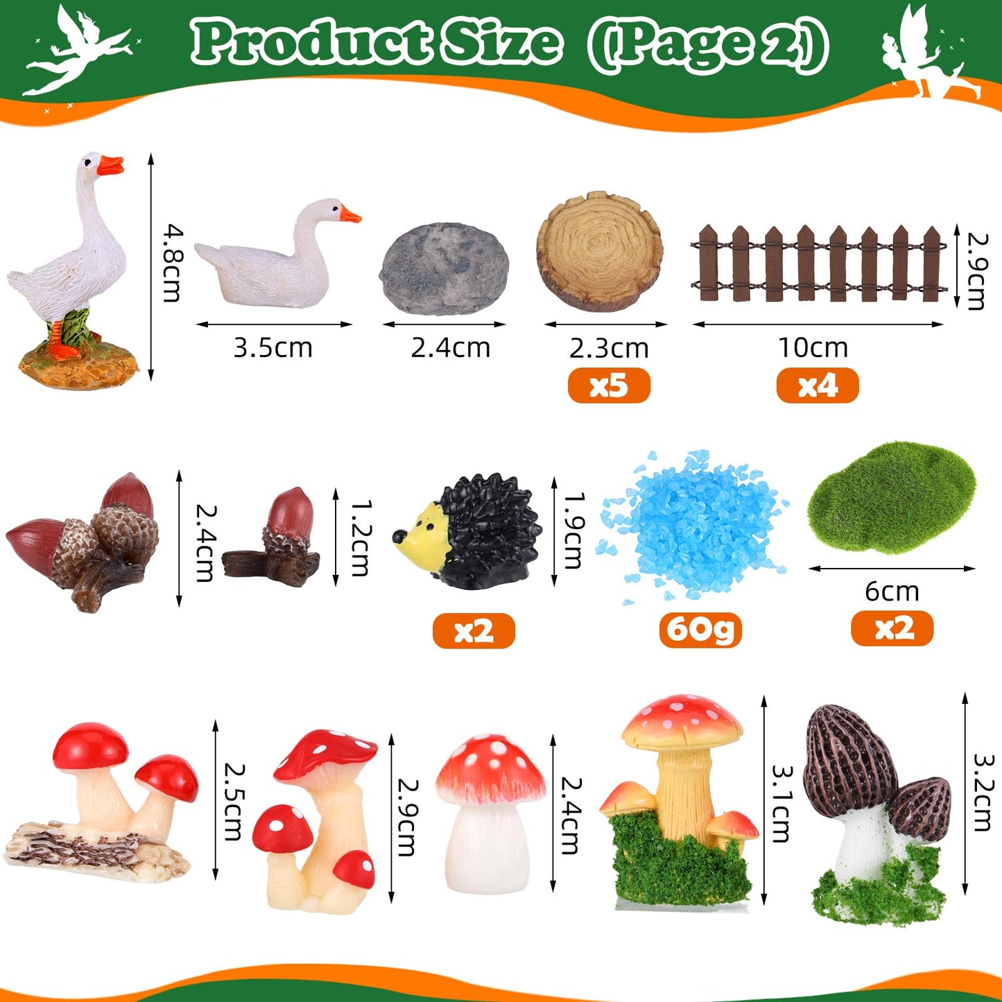 HIYZI 109 Pcs Fairy Garden Accessories Fairy Garden Kit Miniature Fairy Figurines Accessories Fairy Animals Decor Outdoor for DIY Dollhouse