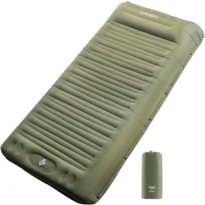 Origem Self Inflating Sleeping Pad for Camping, 5.5 Inch Ultra-Thick Camping Mat with Built-in Pump, Outdoor Ultralight Sl...
