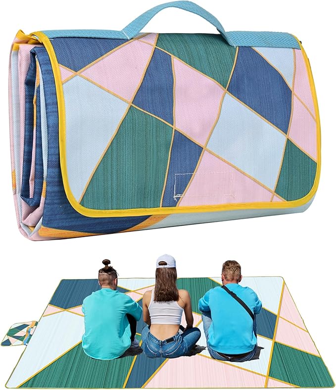 DanCoom Picnic Blanket, Foldable Waterproof Sand Mat, Extra Large Picnic Blanket Outdoor Picnic Mat Beach Blanket for Park...