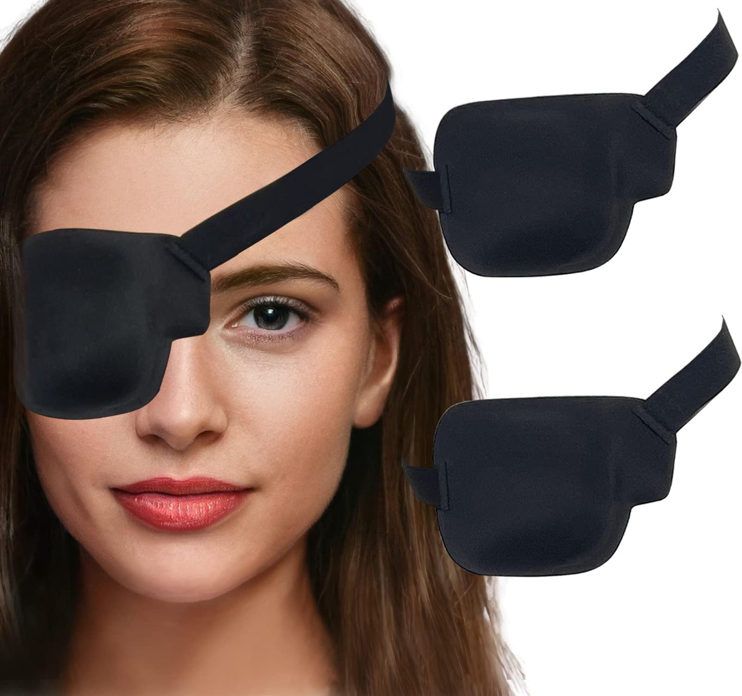 Vandorla Eye Patches for Adults and Kids, 2 Pcs 3D Eye Patch Black Adjustable Medical Eyepatch for Lazy Eye Amblyopia Strabismus and After Surgery (Right Eye)