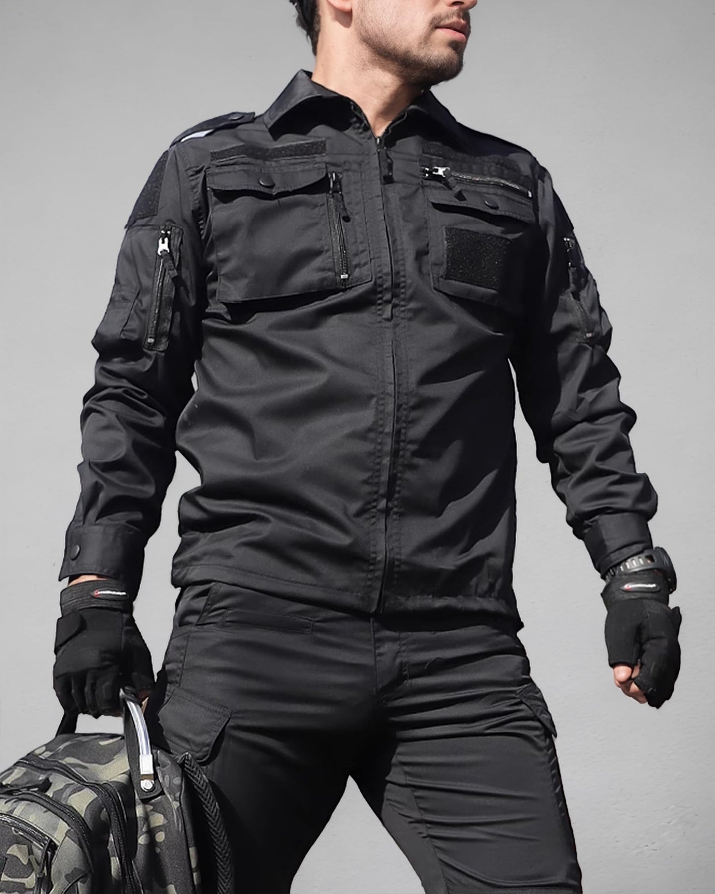 Men's Tactical Jacket and Pants Military Uniforms Suits Ripstop Army Hunting Paintball Airsoft Gear Black S