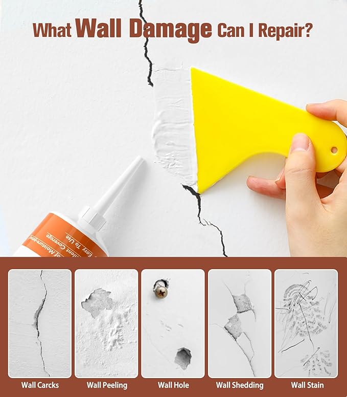 Drywall Repair Kit,Wall Patch Repair Kit,2 Pack Wall Patching Agent,Simple Filling of Wall Holes & Efficient Crack Repair, Plaster Wall Repair,Apartment Friendly