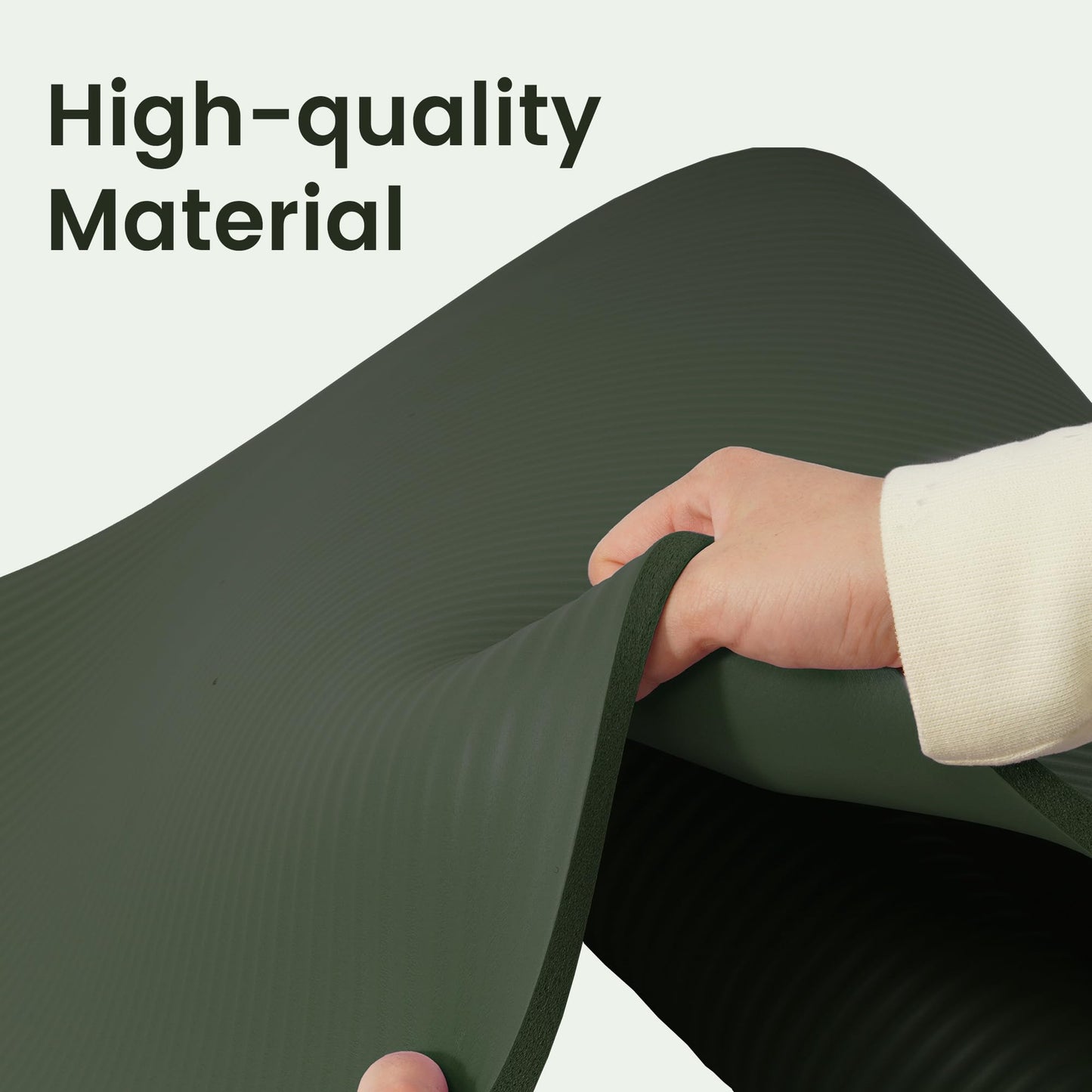 Fitvids 1/2-Inch Thick High Density Foam Exercise Yoga Mat with Carrying Strap, For Cushioning The Body Against Hard Floors, Jasper Green