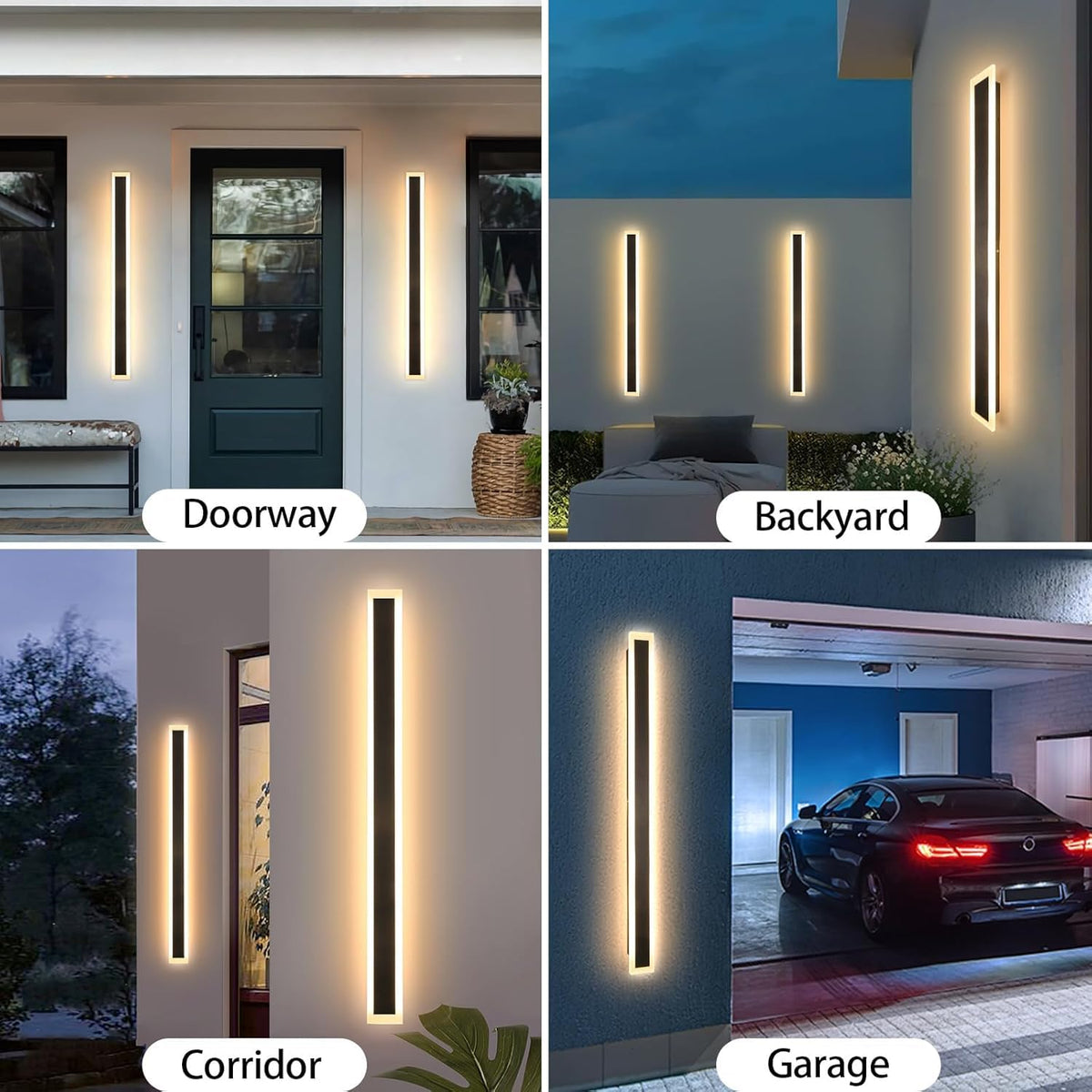SUCICNISD 47.2In Modern Outdoor Wall Light for House 3CCT Dimmable Outdoor Wall Sconce Exterior Long LED Wall Light Mount Linear Outside Wall Lights for Garage, Doorway, Porch, Patio, Stairway