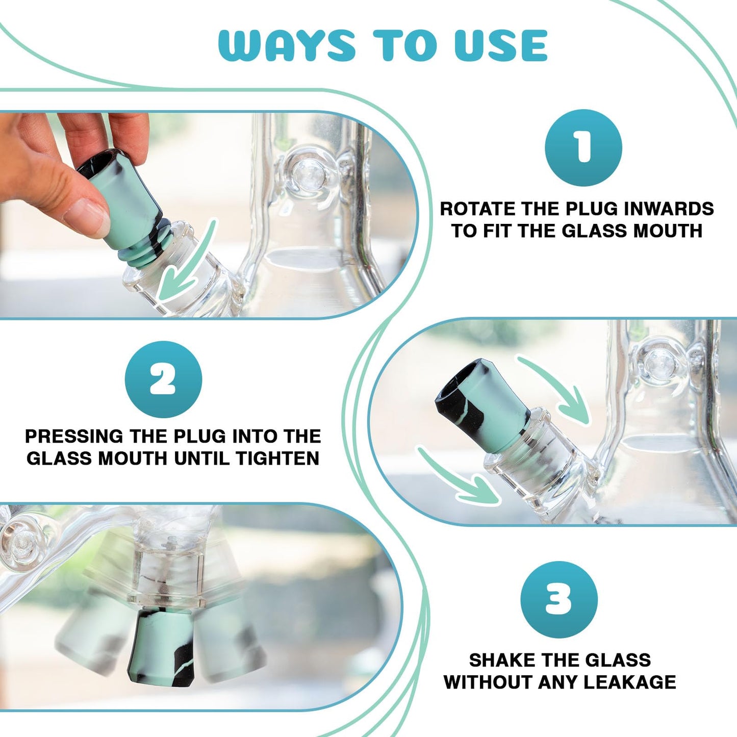 Nugbuddy Glass Cleaning Plugs | 3pc Silicone Stoppers Set | Reusable Glass Cleaner Accessory