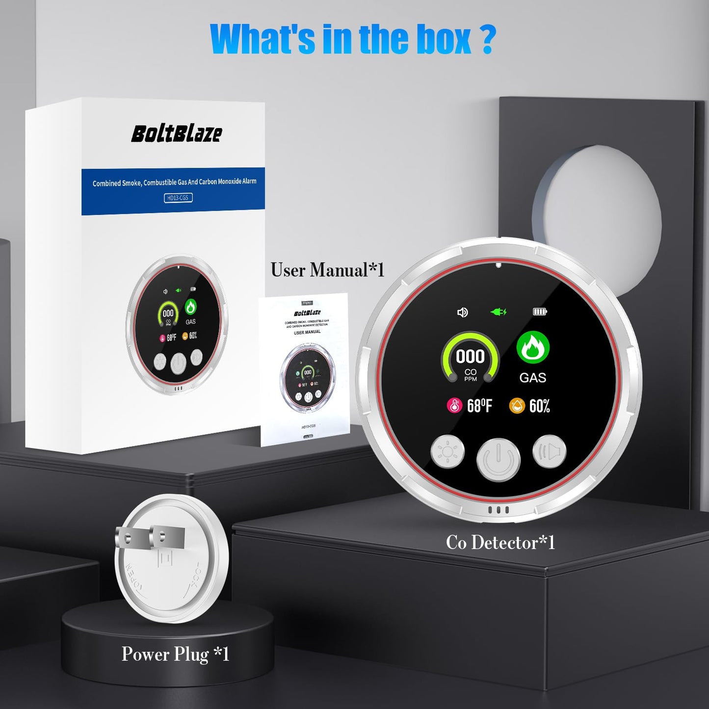 2 Pack 4-in-1 Carbon Monoxide Detectors &Natural Gas Leak Detector, Portable Carbon Monoxide Detectors Plug in & Battery Backup - Hotel and Travel Safety, RV, Home