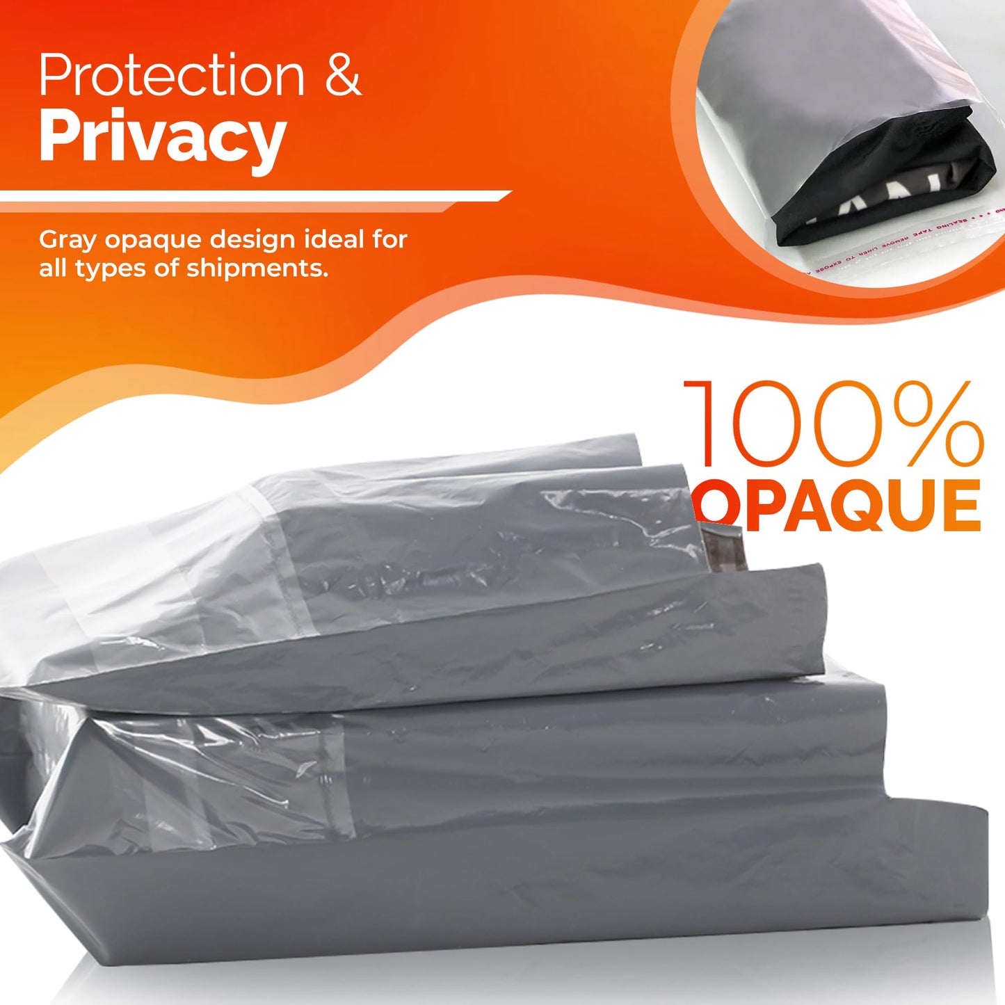 Poly Mailers Shipping Bags (30 Pack) — Self-Seal Plastic Mailing Envelopes, 3 Sizes incl. 8x12, poly mailers 10x13 & 14x19 — Tear & Water-Resistant Plastic Shipping Bags for Clothing Not Padded, Grey