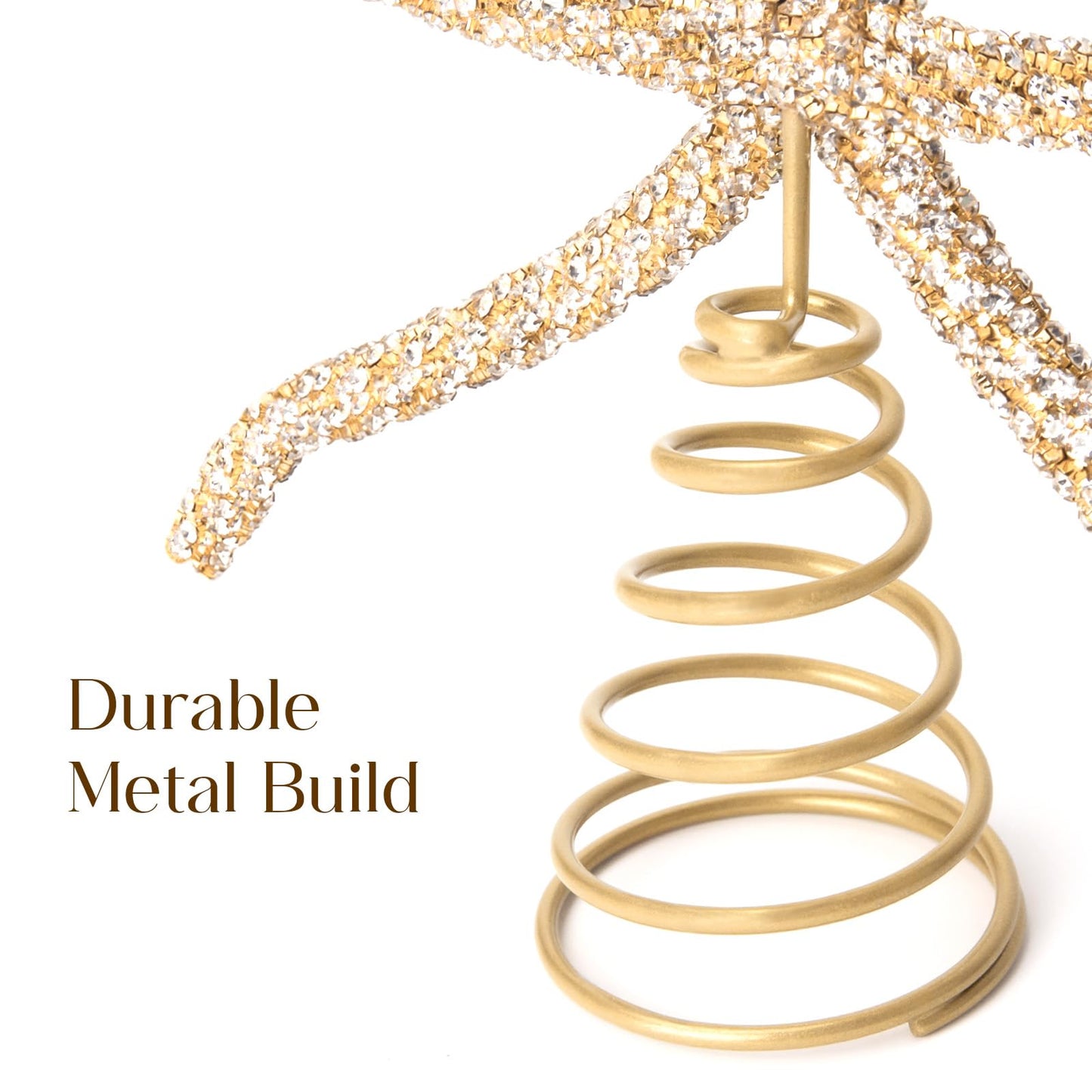 Christmas Decorations - Christmas Decor - Gold Glass Rhinestone Bow Tree Topper - Xmas Holiday Tree Top Decoration for Indoor Outdoor Home Room Party