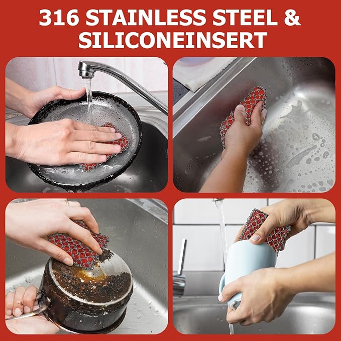 Cast Iron Scrubber,Honeycomb Silicone Design,Easily Removes Stains, Protects Coatings, with Bamboo Fiber Cloth, Ideal for Cast Iron Pans, Dutch Roast Pans