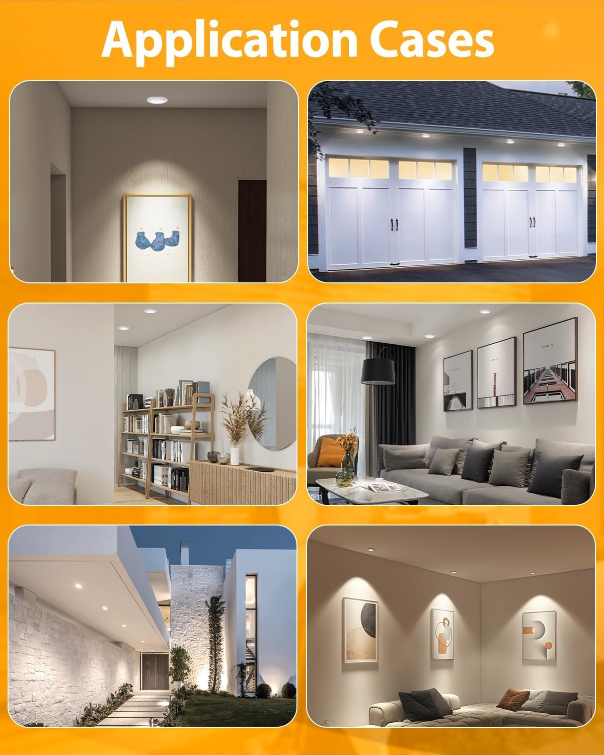 Gold Recessed Lighting Fixtures 3inch - 7W Canless CCT Selectable Gimbal Ceiling LED Recessed Lights,Dimmable Indoor Swivel Downlight for Accent Lighting,360° Adjustable 90° Tilt Spotlights 6Pack Gold