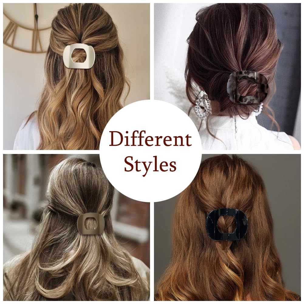 6Pcs Flat Hair Clips for Women,Volume Flat Top Round Green Clip for Thick or Thin Hair,Picura Large Hair Claw Clips Strong Hold