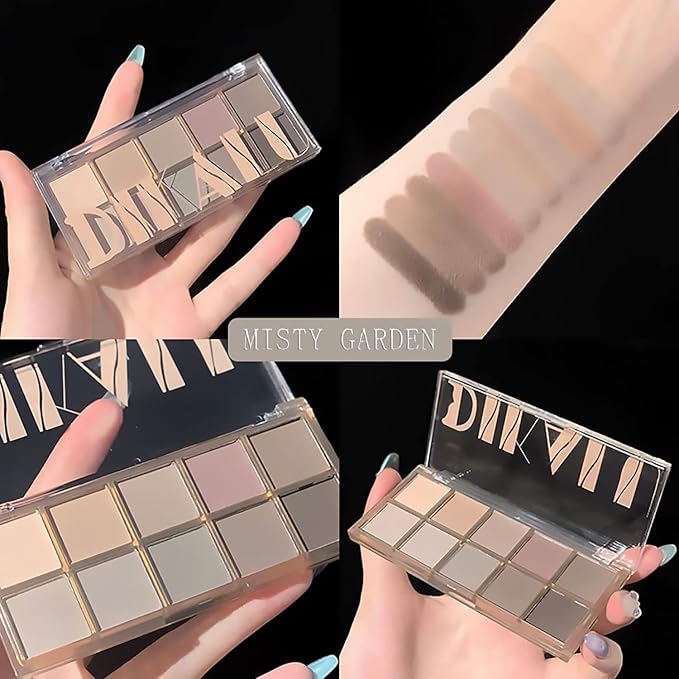 Sulily 10 Colors Eyeshadow Palette, Gray Taupe Brown Matte Eye Shadow Makeup, Neutral Smokey, High Pigmented, Naturing-Looking, Long Lasting High Pigment Nude Eyeshadow for Older Women(Cement)