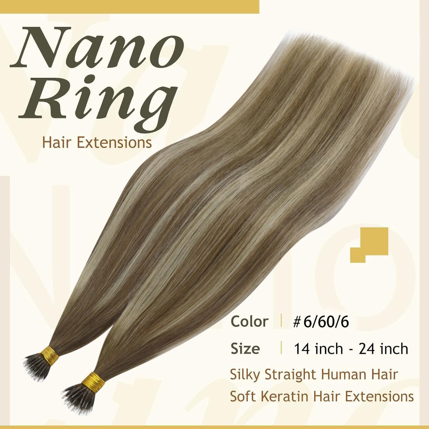 Sunny Hair Extensions Nano Bead Brown Balayage Nano Bead Hair Extensions Human Hair Medium Brown Balayage Platinum Blonde Invisi