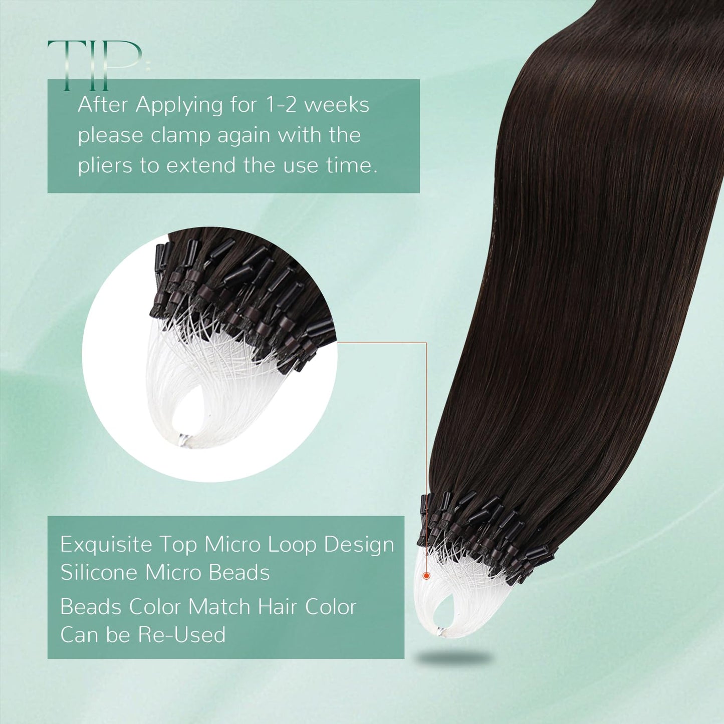 Easyouth Micro Loop Hair Extensions Dark Brown Micro Ring Hair Extensions Human Hair Brown 14 Inch 50g 50s Invisible Micro Bead