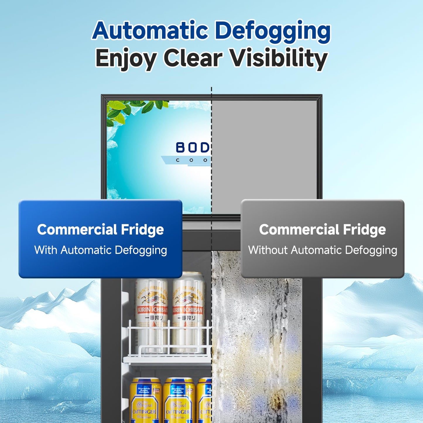 BODEGACOOLER Commercial Refrigerators, Drink Fridge with Glass Door, Tall Beverage Cooler, Single Door Display Refrigerator, for Beer, Soda, 6.34 Cu.ft Capacity