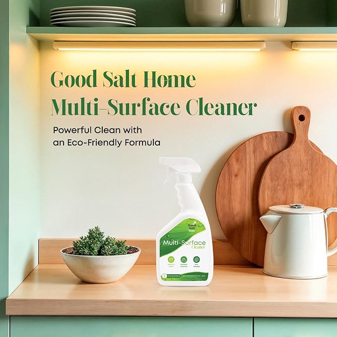 Good Salt Home Multi-Surface Cleaner, Everyday Surface Spray for Home and Workspaces, Continuous Cleaning Action, Made in the USA, 32 Ounce Bottle, 2-Pack