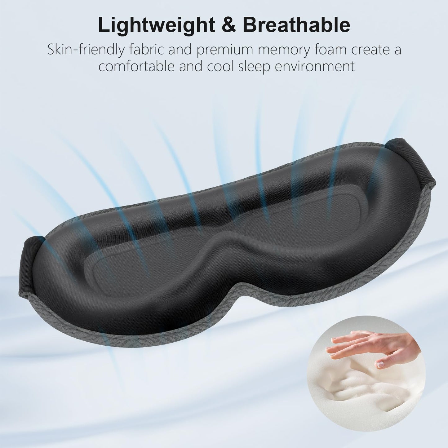 Gritin 100% Blackout Sleep Eye Mask for Women Men,Zero Eye Pressure Sleeping Mask-Ergonomic Design 3D Cutout Eye Movement and Eyelash Friendly Night Blindfold,Ultra Soft&Comfortable for Sleeping-Grey
